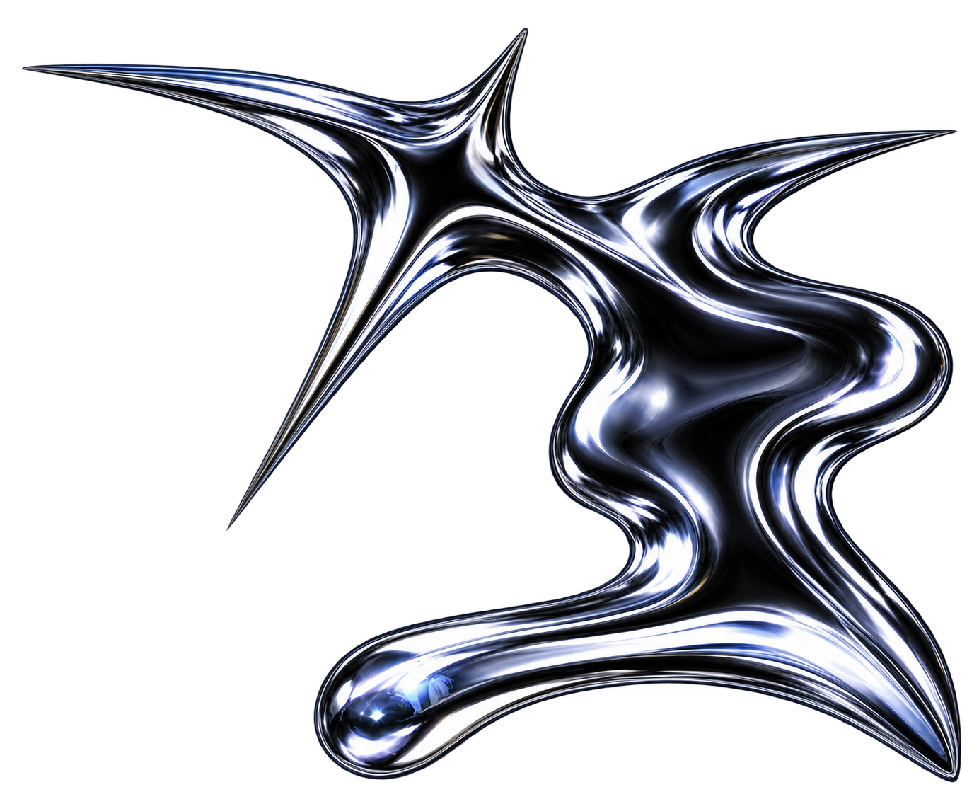 Abstract liquid chrome sculpture