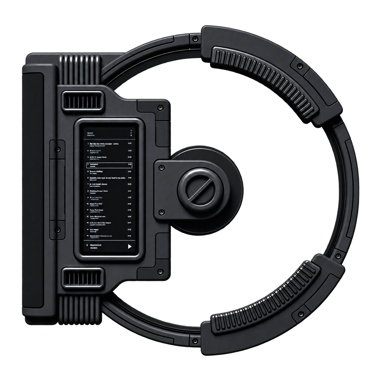 Stationary black CD player housing