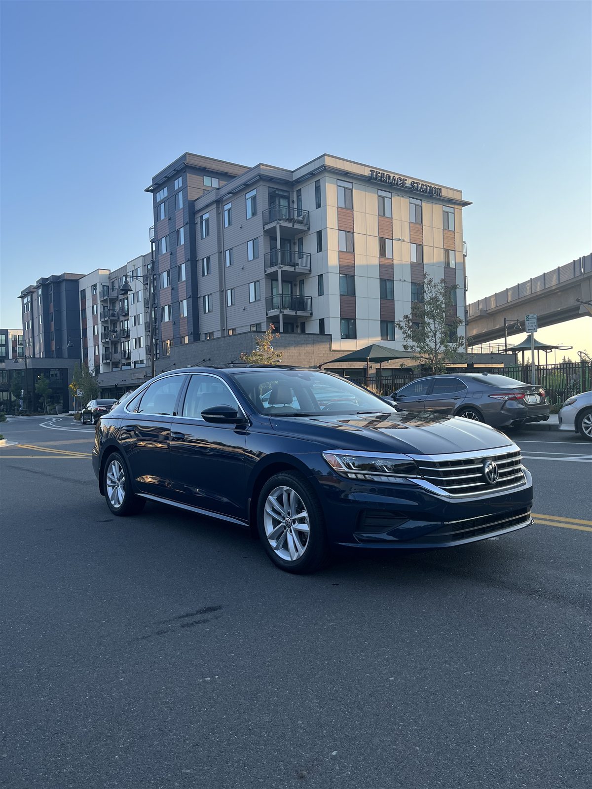 Dark blue Volkswagen sedan from the Turo fleet